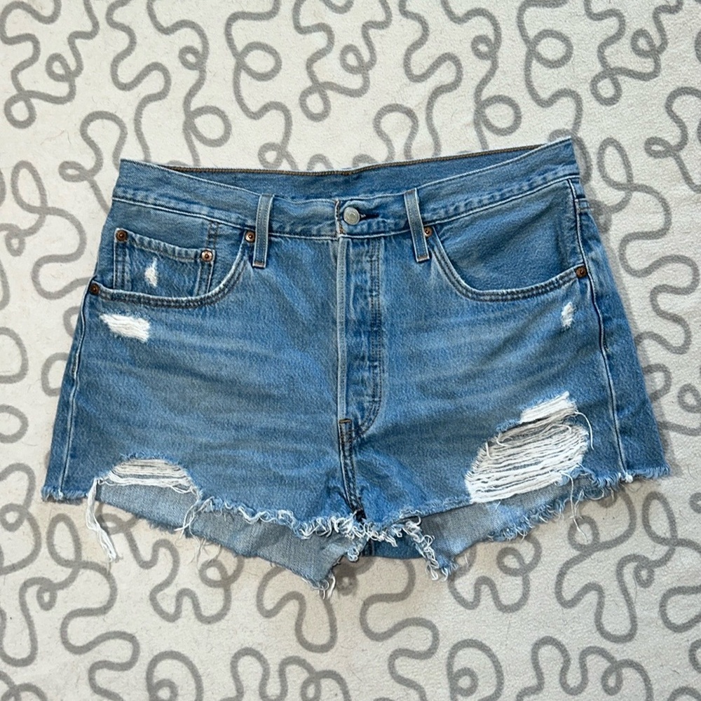 Levi’s 501 Light Wash Ripped Shorts
